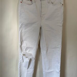 RE/DONE - White Distressed Jeans size 26‎